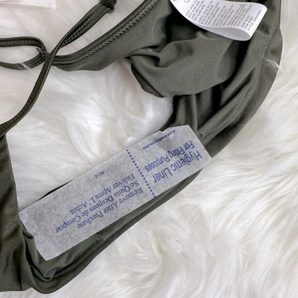 NWT Good American High Leg Extra Cheeky Bikini Bottom Dark Green Size 2/Medium